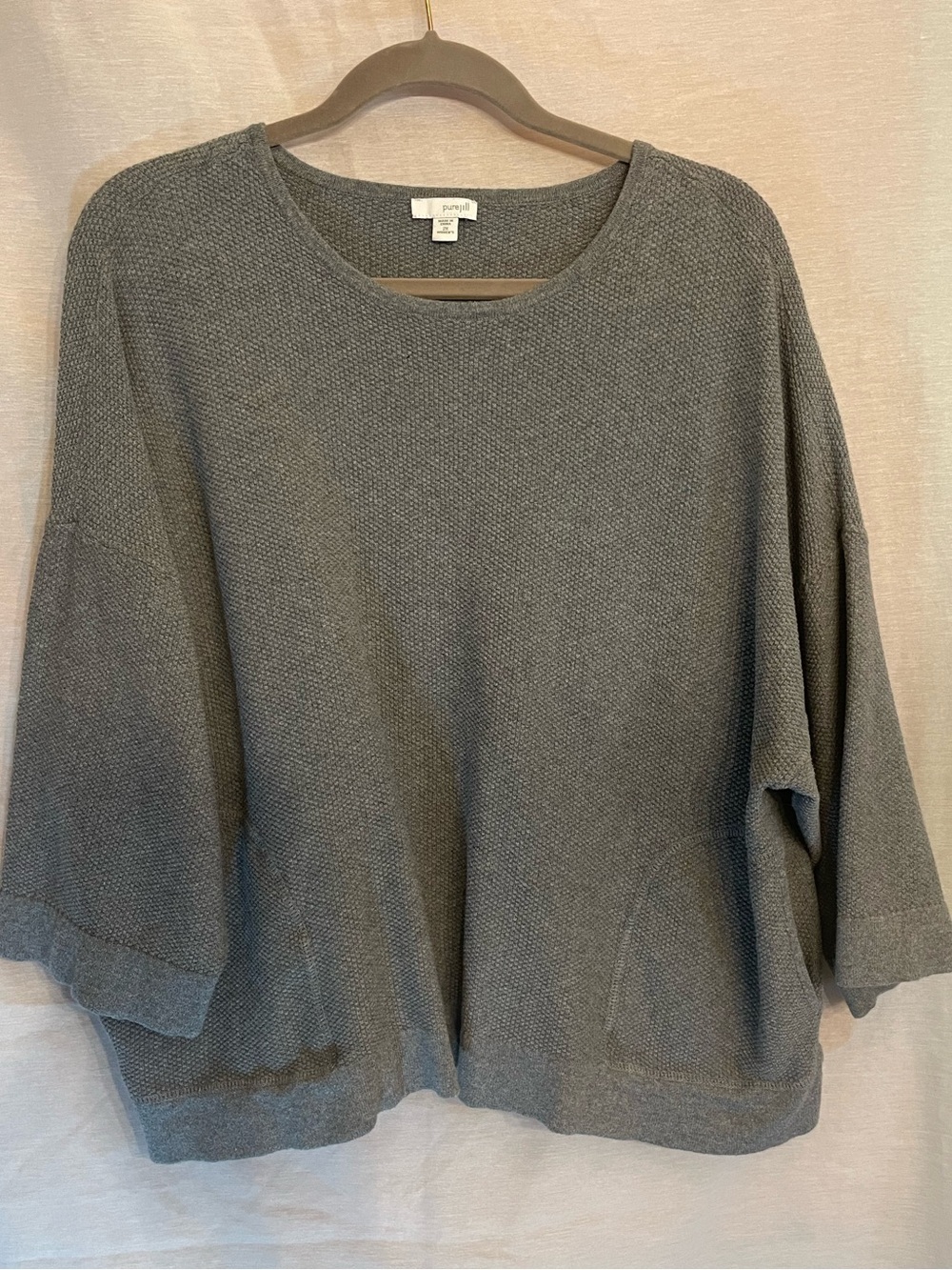 J. Jill Gray Textured Knit Boxy Sweater